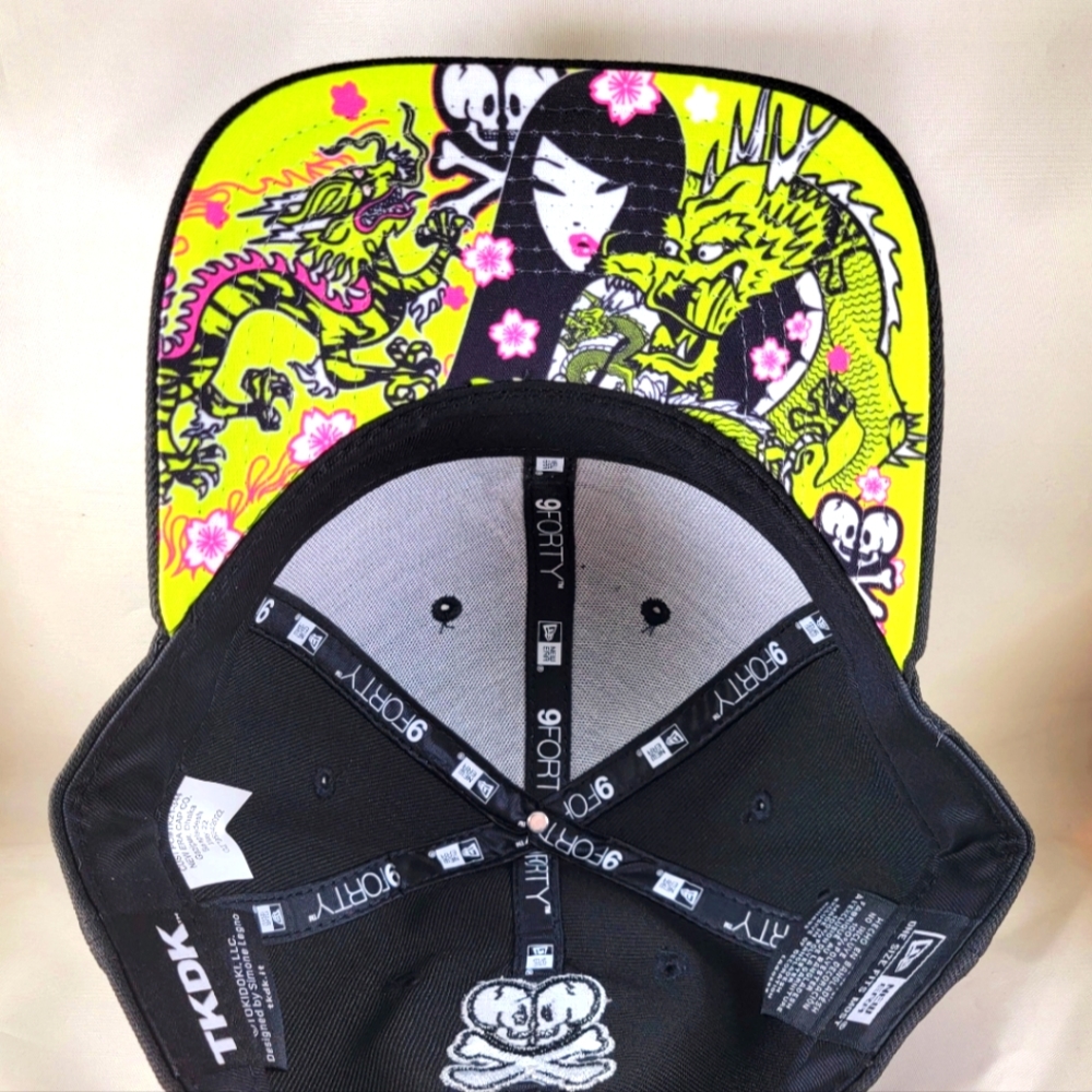 Tokidoki Baseball Cap - Cherry Blossom Girl Dragons skull & bones Japanese woman